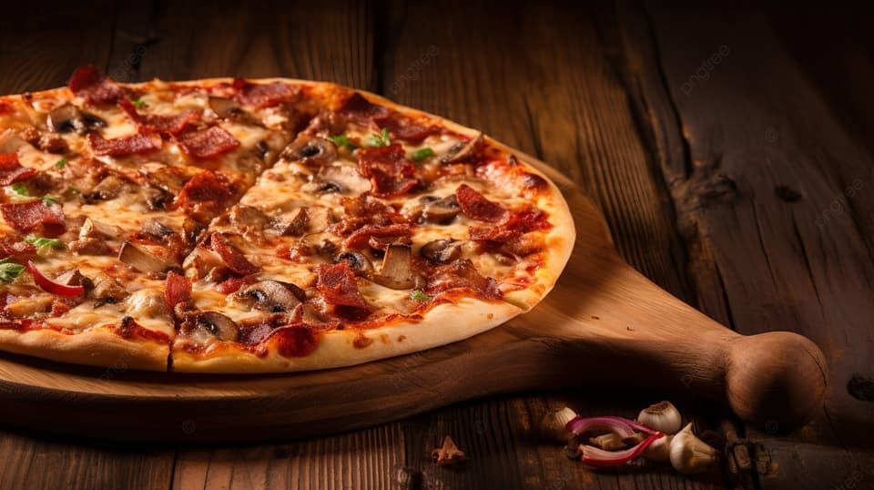 Làm Pizza thịt xông khói và nấm bằng nồi chiêu không dầu